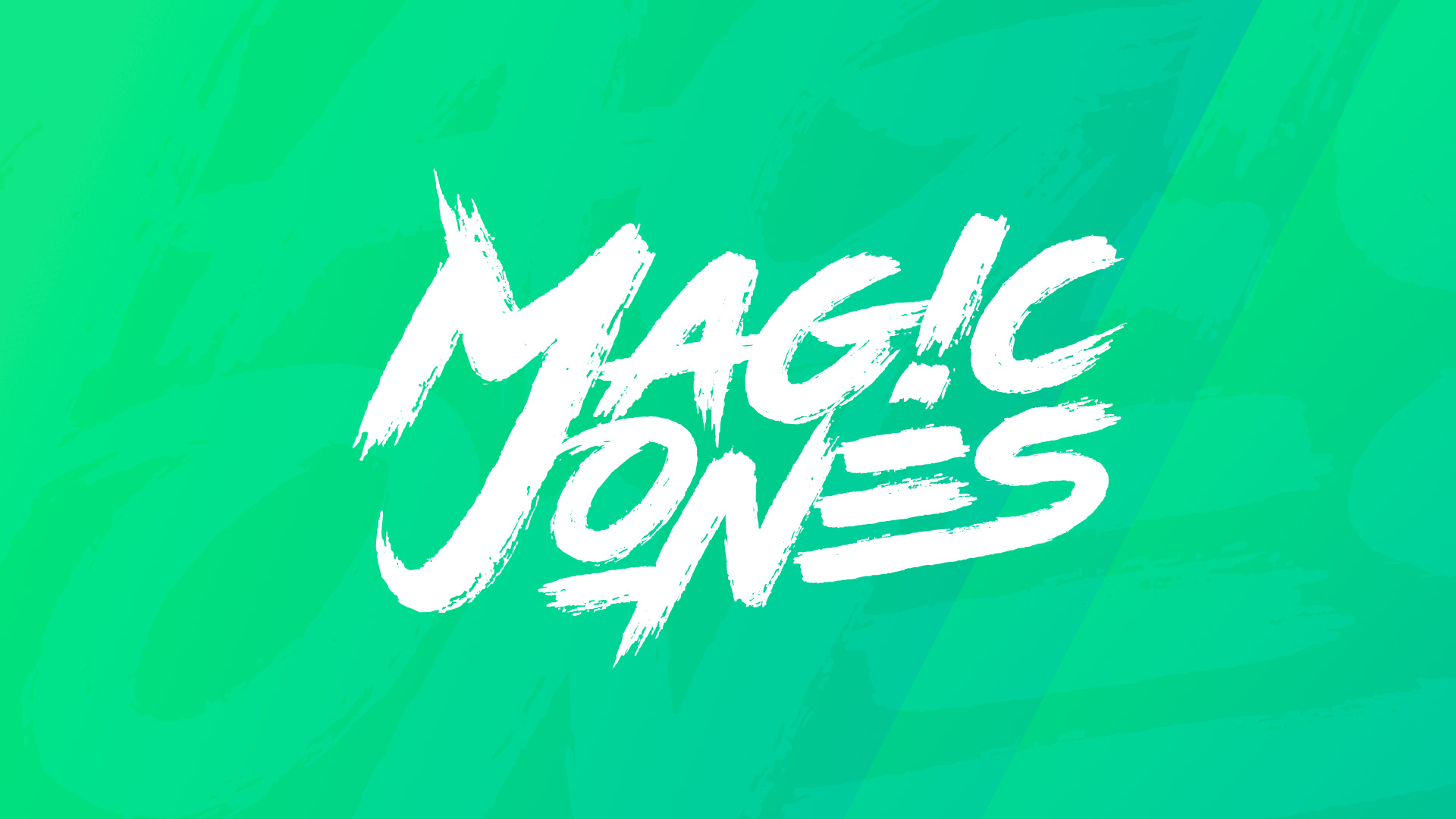 Magic Jones logo — mint green wordmark on white
